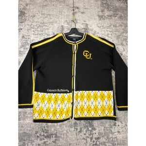 Vtg Birch Bros Women's XL Colorado Buffaloes Cardigan Argyle Grandmacore Preppy